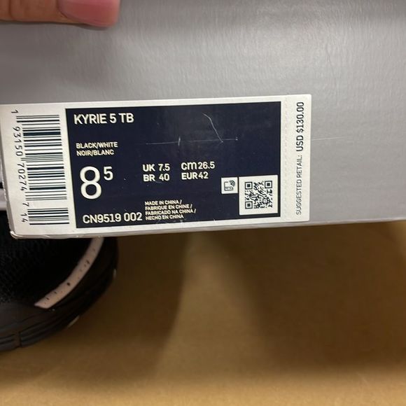 Nike Kyrle 5 Basketball Black/White  Unisex Sneakers Shoes - Picture 7 of 7